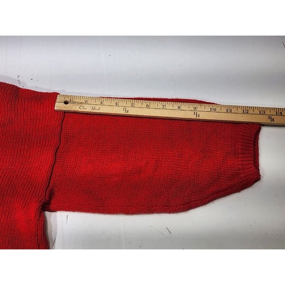 Just Cristina Womens Sweater Red Crop Pockets 3/4 Sleeve Shoulder Pads Vintage L - Picture 5 of 8